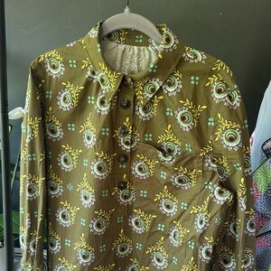 Tory birch Olive Green Patterned Button-Up Shirt